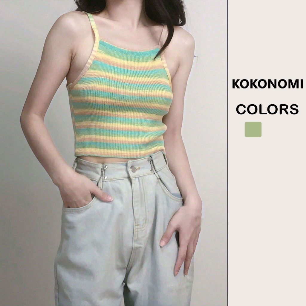 Áo yếm sọc Pure Desire Style Áo không tay ngắn