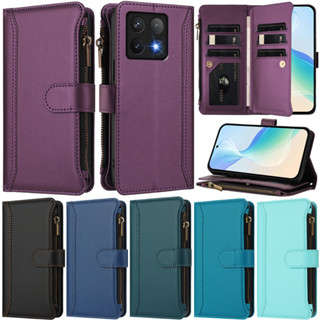  Ốp Lưng Sang Trọng Cho Xiaomi 14T Pro 13T 12T 11T 11 Lite Poco X3 NFC X3 Pro Redmi 12C A1 Plus A2 + Note 10 Pro Max Note 9s Note 10 4G Ví Dây Kéo Bao Da Đa Điểm 