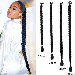  65   75cm   85cm   100cm Cô Gái Quyền Anh Bím Tóc Dài Châu Phi Xoắn Xoắn Bím Tóc Giả Đuôi Ngựa Sợi Tổng Hợp Phần Mở Rộng Tóc 