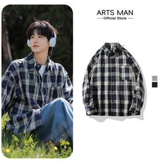 áo khoác sơ mi Artsman tay dài kiểu Nhật chất lượng cao kẻ ô unisex Unisex Local Brand