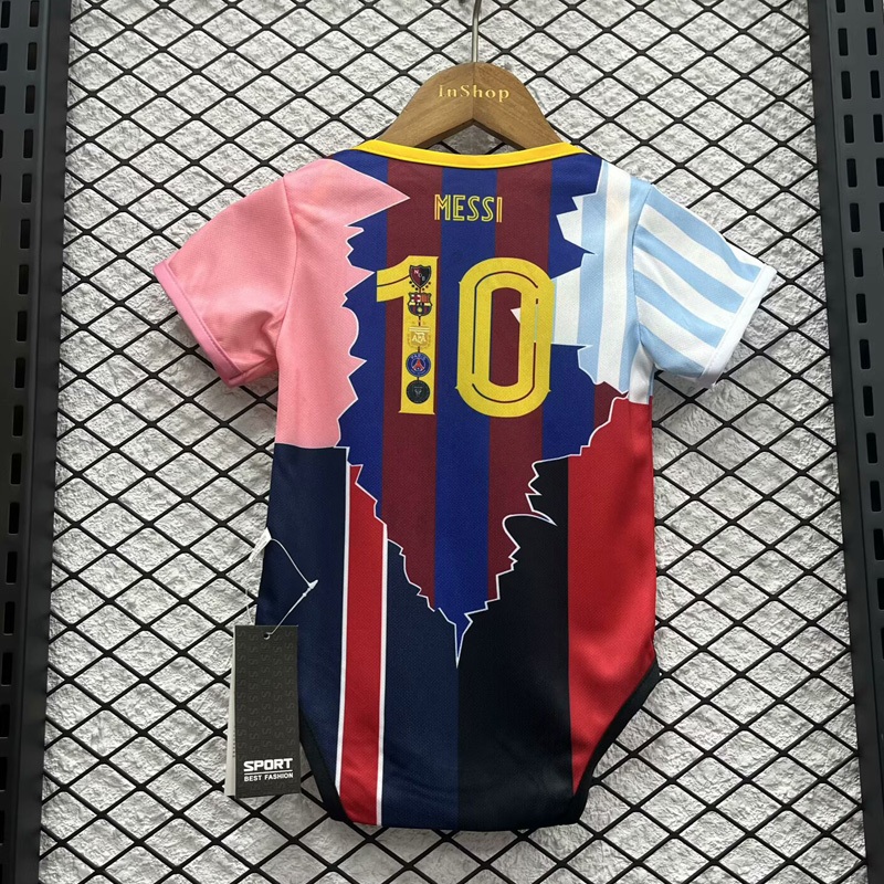 2025 MESSI Thiết Kế Đặc Biệt Áo Bóng Đá Cho Bé Áo Liền Quần Bóng Đá Body Một Mảnh Tập Đi Trẻ Sơ Sinh