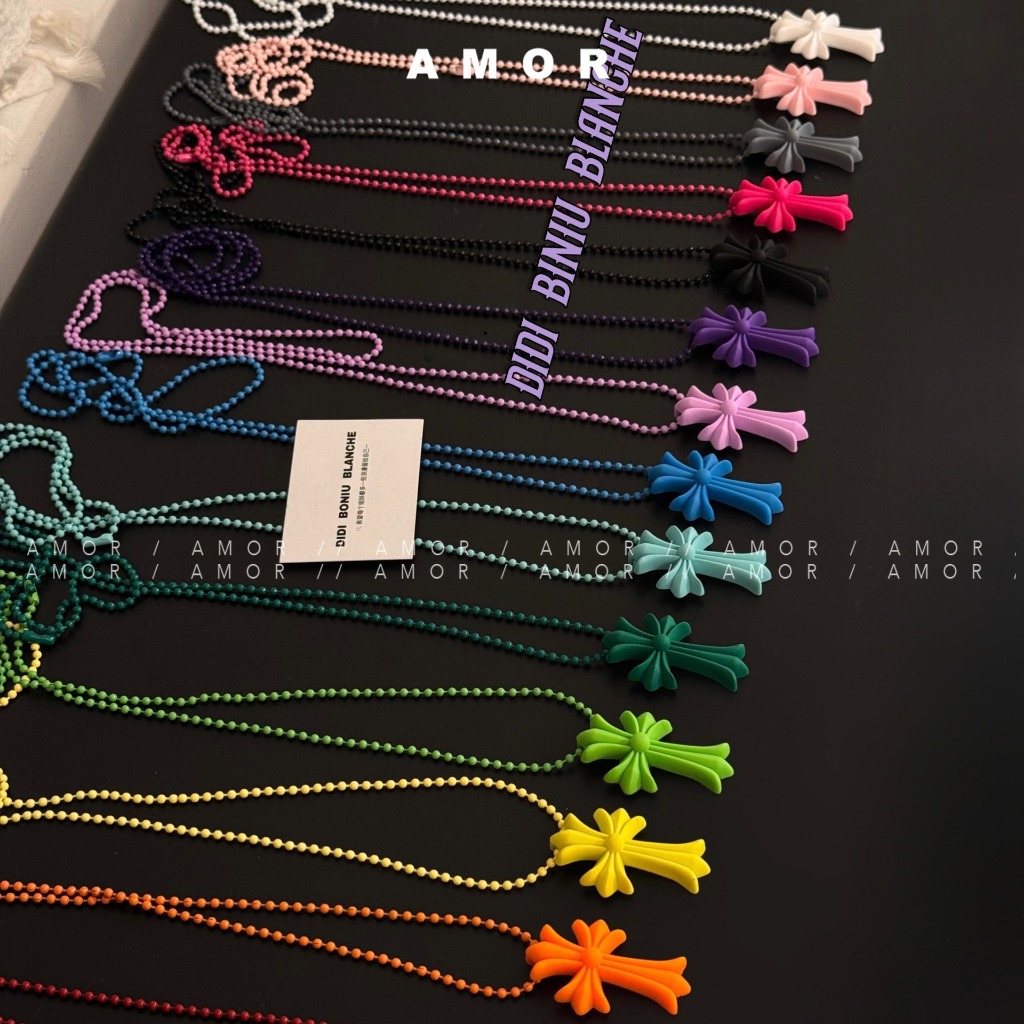 Vòng Cổ Chữ Thập Y2K Đen Hai Lớp Dài Dành Cho Nam Nữ Trang Sức Hàng Ngày