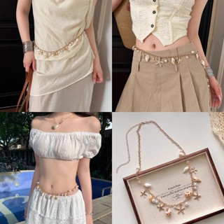 Hàn Quốc Thời Trang Sao Biển Đính Hạt Thắt Lưng Nữ Màu Vàng Sinh Viên Đi Biển Kỳ Nghỉ Quà Tặng