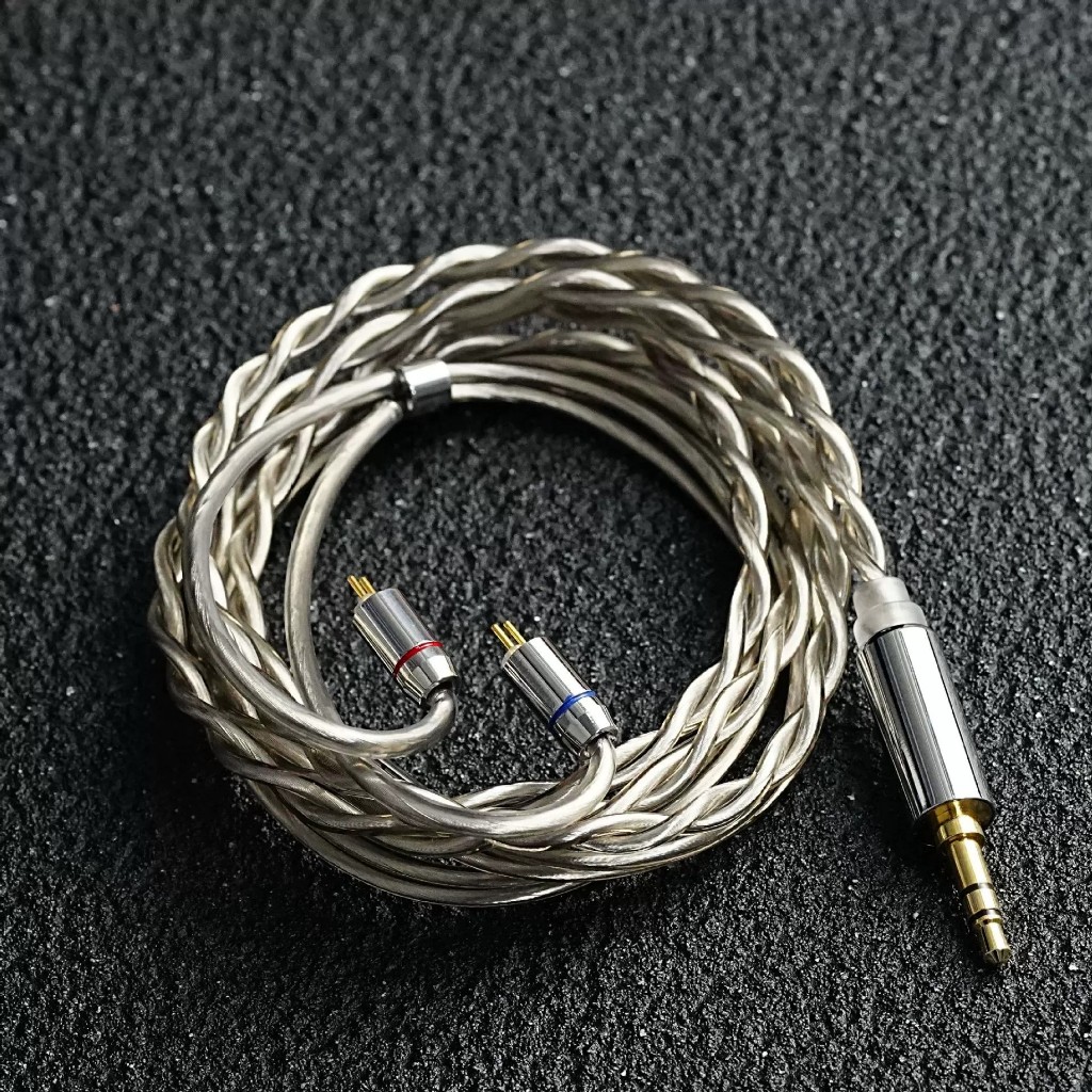 Fengru 6N OCC Mạ Bạc MMCX 2Pin 0,78mm QDC KZ C Pin Màu Xám Keo Đôi Cáp Tai Nghe Đồng Trục
