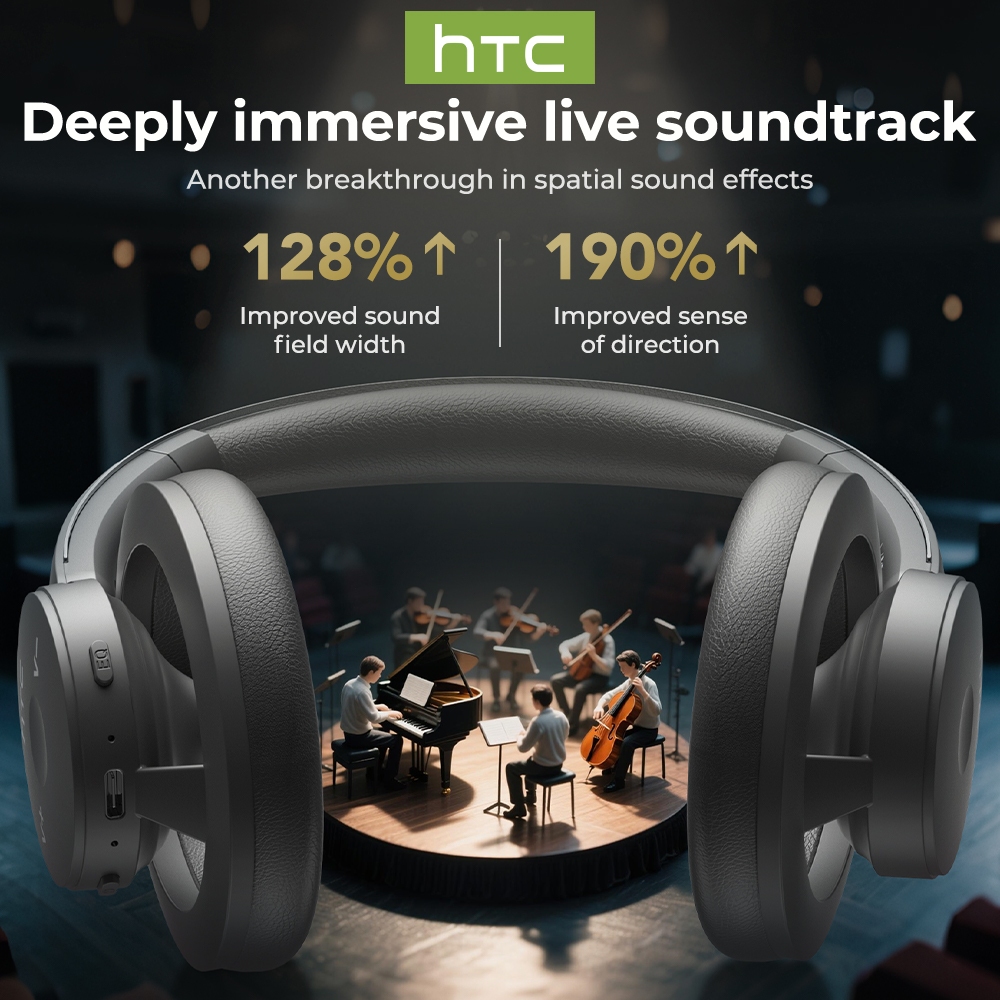 Tai nghe chụp tai HTC HPO6 bảo hành một năm Tai nghe Bluetooth AI dịch thời gian thực Bluetooth 5.4 Tai nghe không dây chống nước IPX5 | BigBuy360 - bigbuy360.vn