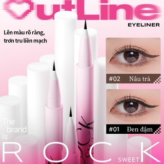  Bút kẻ mắt đầu mịn lâu RockSweet Smooth – Chống thấm nước chống mồ hôi chống nhòe dễ dàng cho người mới bắt đầu trà nâu cá sấu cao 