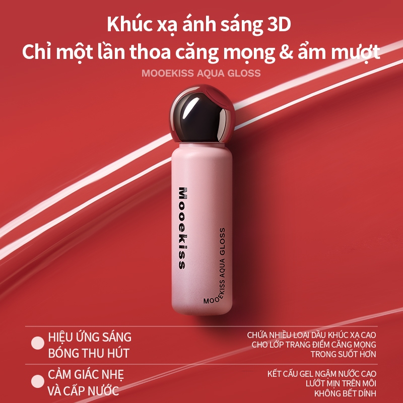 Son bóng Mooekiss Son hình đèn thiết kế độc đáo xinh xắn, lâu trôi, dưỡng ẩm môi, tôn da 2.1g | BigBuy360 - bigbuy360.vn