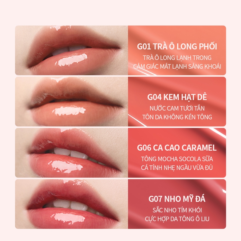 Son bóng Mooekiss Son hình đèn thiết kế độc đáo xinh xắn, lâu trôi, dưỡng ẩm môi, tôn da 2.1g | BigBuy360 - bigbuy360.vn