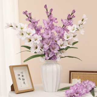 Chất Lượng Cao Phong Cách Châu Âu Mềm Keo Cảm Thấy Gladiolus Hoa Nhân Tạo Trang Trí Sàn Hoa Giả Vị Trí Nhà Hoa Cưới Phong Cảnh