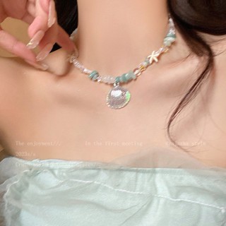 Đi Biển Kỳ Nghỉ Vỏ Vòng Cổ Nữ Mùa Hè Sao Biển Vòng Cổ Dopamine Dây Xích Phụ Kiện