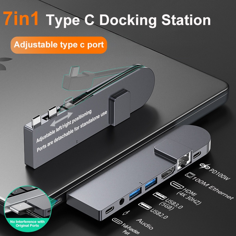 Bộ chuyển đổi USB C có thể điều chỉnh cho MacBook Pro/Air Multiport USB C Hub với 4K HDMI Ethernet T