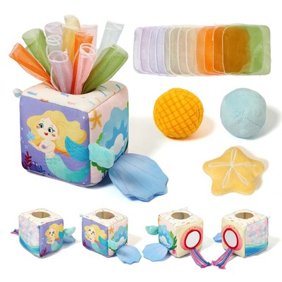 Đồ chơi Montessori Hộp đựng khăn giấy ma thuật Giáo dục cho bé Hoạt động học tập Đồ chơi STEM giác quan ﻿Fun Kotak Khăn giấy bận rộn Trò chơi cho bé