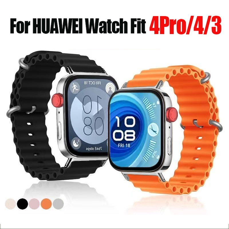 Dành cho Huawei Watch Fit 3 Ocean Silicone Sport Dây đeo đồng hồ cho Huawei Watch Fit 4 Pro và Huawe
