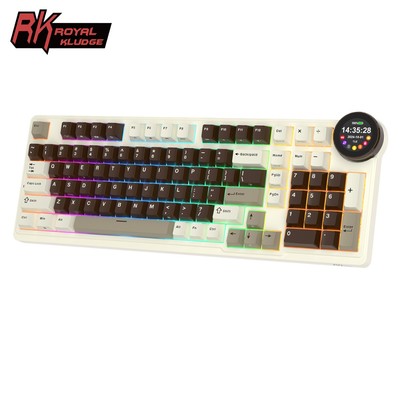 Royal Kludge RK N99 Mocha Grey 98 Key Tri-Mode RGB Có Dây Bluetooth 2.4G Không Dây Với Màn Hình TFT Bàn Phím Cơ