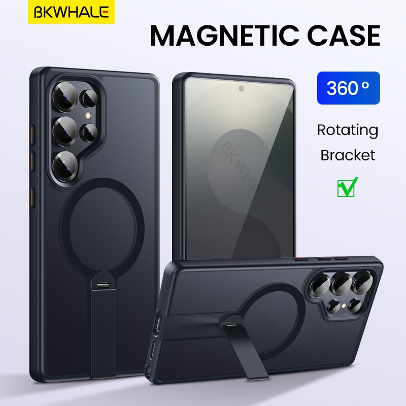 BKWHALE 360° Ốp Điện Thoại Từ Tính Giá Đỡ Xoay Được Cho Samsung Galaxy S25 Ultra S25 + S24 Ultra S24