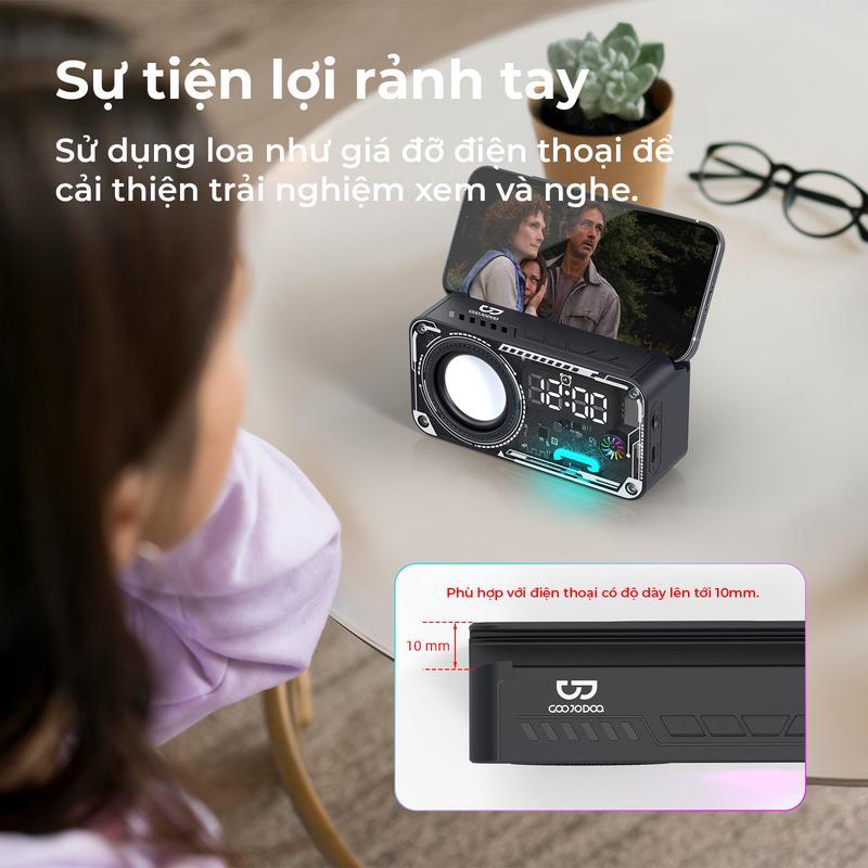 GOOJODOQ Loa Bluetooth không dây Thiết kế gió cơ khí Hiển thị thời gian chính xác Bluetooth 5.3LED RGB chiếu sáng | BigBuy360 - bigbuy360.vn