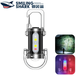 SMILING SHARK TIP157 Đèn pin Mini LED COB Móc khóa Ánh sáng 7 chế độ với màu đỏ xanh nhấp nháy Type-c có thể sạc lại Đèn pin nhỏ chống nước khẩn cấp ngoài trời
