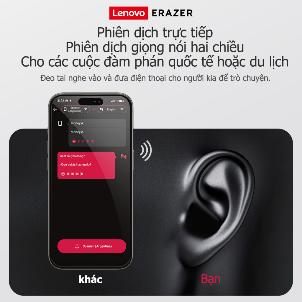 Lenovo ERAZER X8 Tai Nghe Phiên Dịch AI Bluetooth 5.4 OWS Tai nghe Bluetooth Tai nghe không dây thể thao có Mic Tai nghe không dây âm thanh nổi HiFi chống nước IPX7 Waterproof | BigBuy360 - bigbuy360.vn