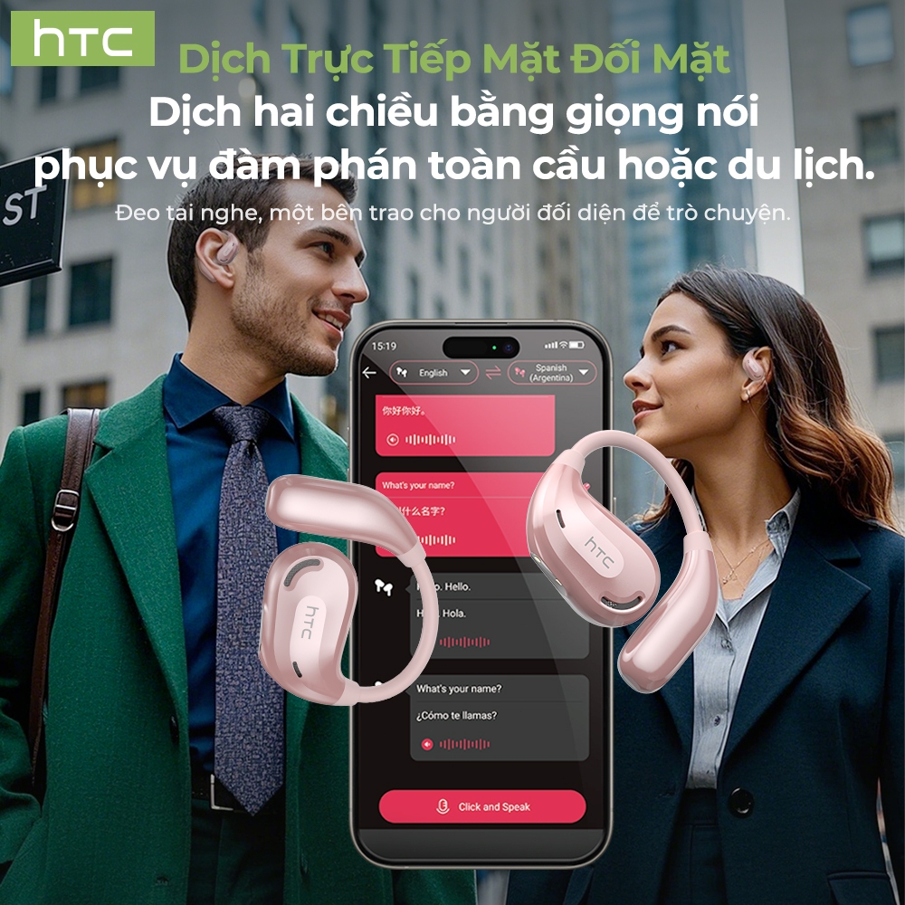 HTC NE18 Tai Nghe Phiên Dịch tai nghe bluetooth 6.0  Al Thông Minh Thời Gian Thực Dịch Tai nghe kinh doanh có Mic chống nước IPX5 | BigBuy360 - bigbuy360.vn