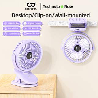 GOOJODOQ Quạt Để Bàn GOOOJodoQ 2000 mAh Mini Di Động 720 Độ Có Thể Điều Chỉnh Có Thể Sạc Lại Với Chân Đế Kẹp Quạt