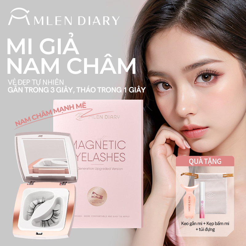 [Mua 1 tặng 4] Lông mi giả từ tính MLEN DIARY An toàn Có thể tái sử dụng Lông mi giả từ tính tự nhiên có dụng cụ