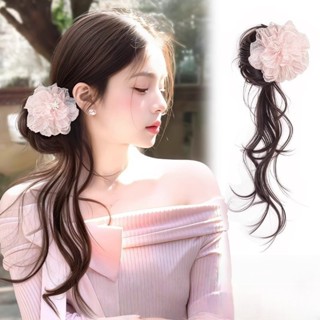 Tóc Giả Cho Nữ Kẹp Tóc Đuôi Ngựa Phụ Kiện Tóc Hoa Nụ Phụ Kiện Tóc Mô Phỏng Tóc Người Mặt Sau Đầu Tóc Giả Băng Đô