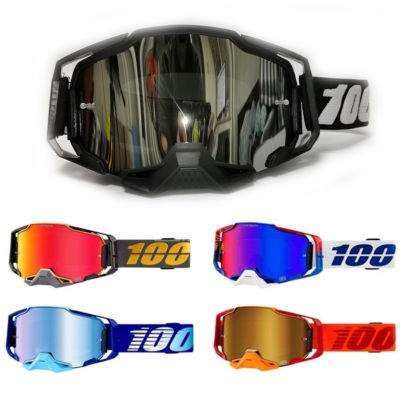 100% Armega 379 Motocross Kính UV400 Kính Xe Máy MTB Mũ Bảo Hiểm Kính Nam Nữ Moto Off-road Thể Thao 