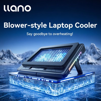 Máy làm mát máy tính xách tay LLANO V22 Phiên bản cơ bản Sạc USB với ánh sáng RGB Làm mát nhanh cho máy tính xách tay 13,3-17,3 inch Chiều cao 7 chiều có thể điều chỉnh