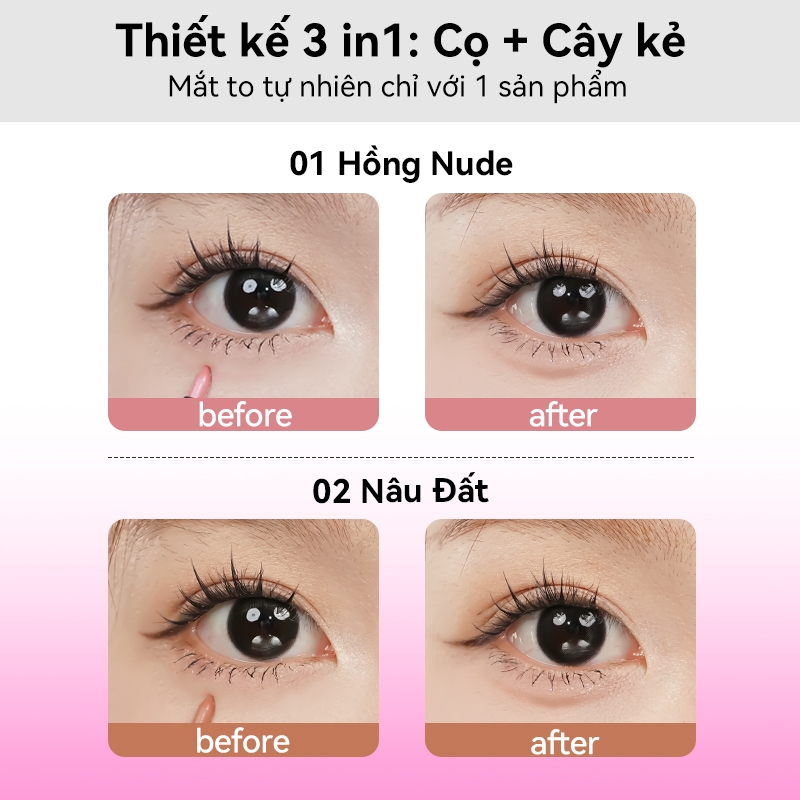 [MỚI] Bút Chì Kẻ Viền Môi PinkPunk 4 in 1 kẻ Bọng Mắt Mở Góc Mắt Tạo Khối Mũi Sáp Kết Cấu Căng Mọng 0.25g | BigBuy360 - bigbuy360.vn