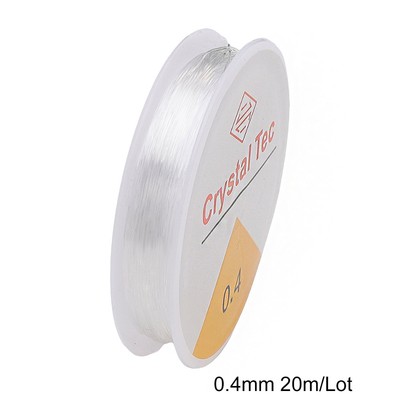 Cuộn dây co giãn màu trắng pha lê BEADIA 0.4mm dài 20m dùng để làm đồ trang sức thủ công