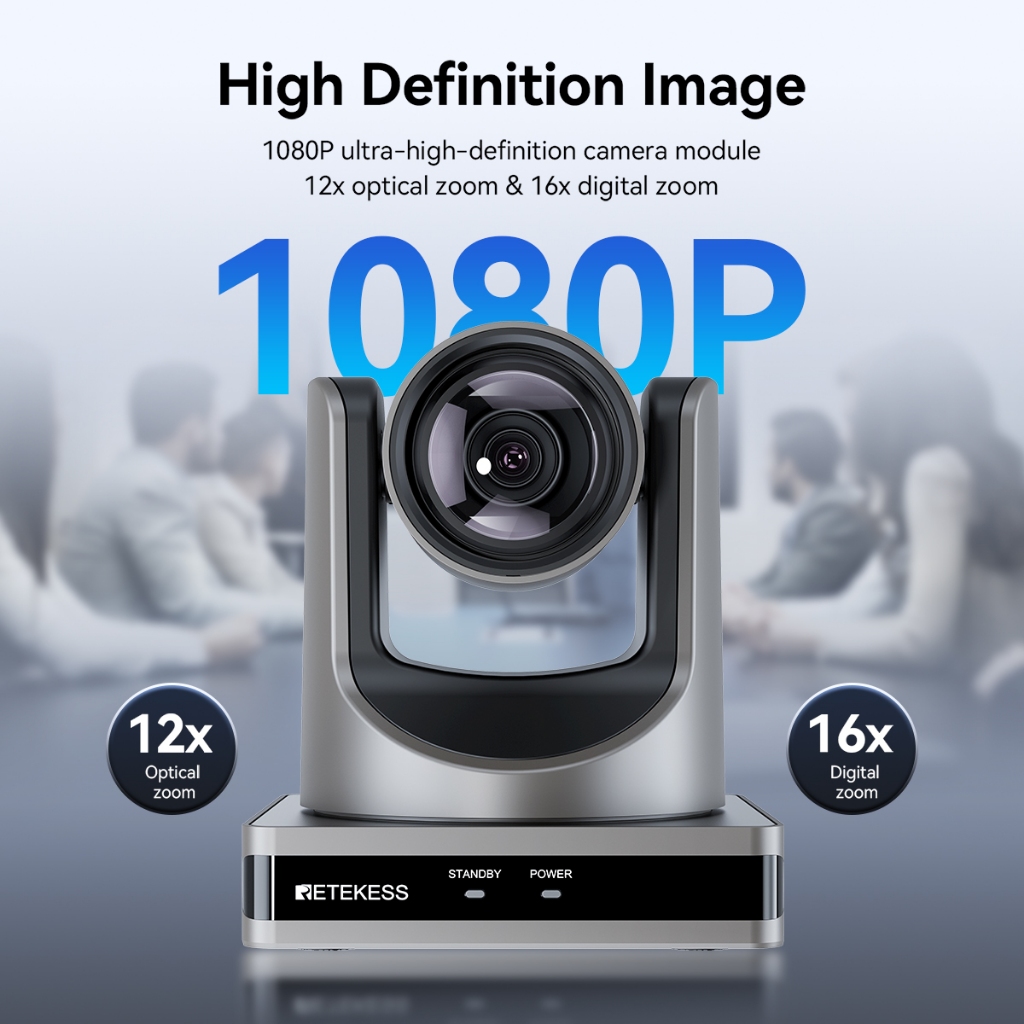 Retekess TC202 PTZ Máy quay video phòng hội nghị đa năng 1080P Giải pháp hội nghị âm thanh video hoạt động với nhóm Skype Zoom