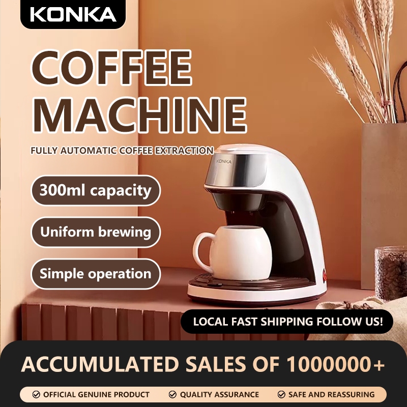Máy Pha Cà Phê Tự Động Konka 300ml - Pha Cà Phê & Trà, Tiện Lợi Cho Văn Phòng và Gia Đình, Thiết Kế Hiện Đại, Dung Tích Lớn, Dễ Sử Dụng