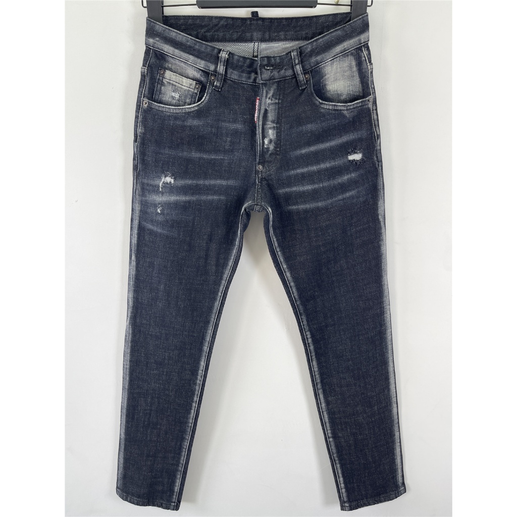 2025 Phong Cách Mới DSQUARED2 Jeans D2 Hợp Thời Trang Nam Rửa Frayed Micro-Elastic Sơn Bắn Mực Dạo P