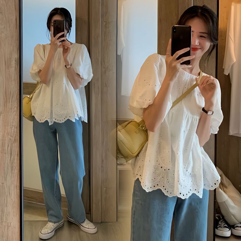 Áo sơ mi voan dáng rộng kiểu Hàn Quốc cỡ lớn dành cho nữ