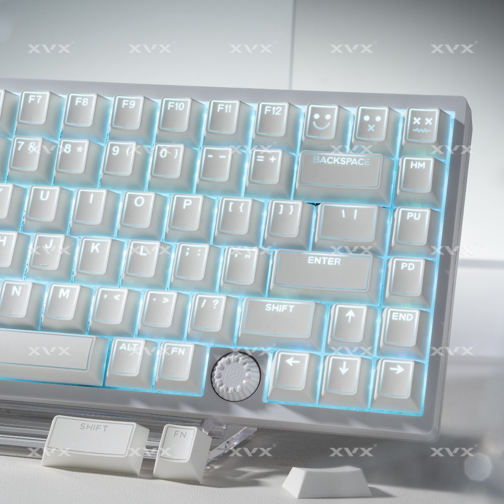 XVX PRISM Keycap Shine-Through Double shot Cherry Profile Đen / Trắng PBT Keycap Set 142 phím