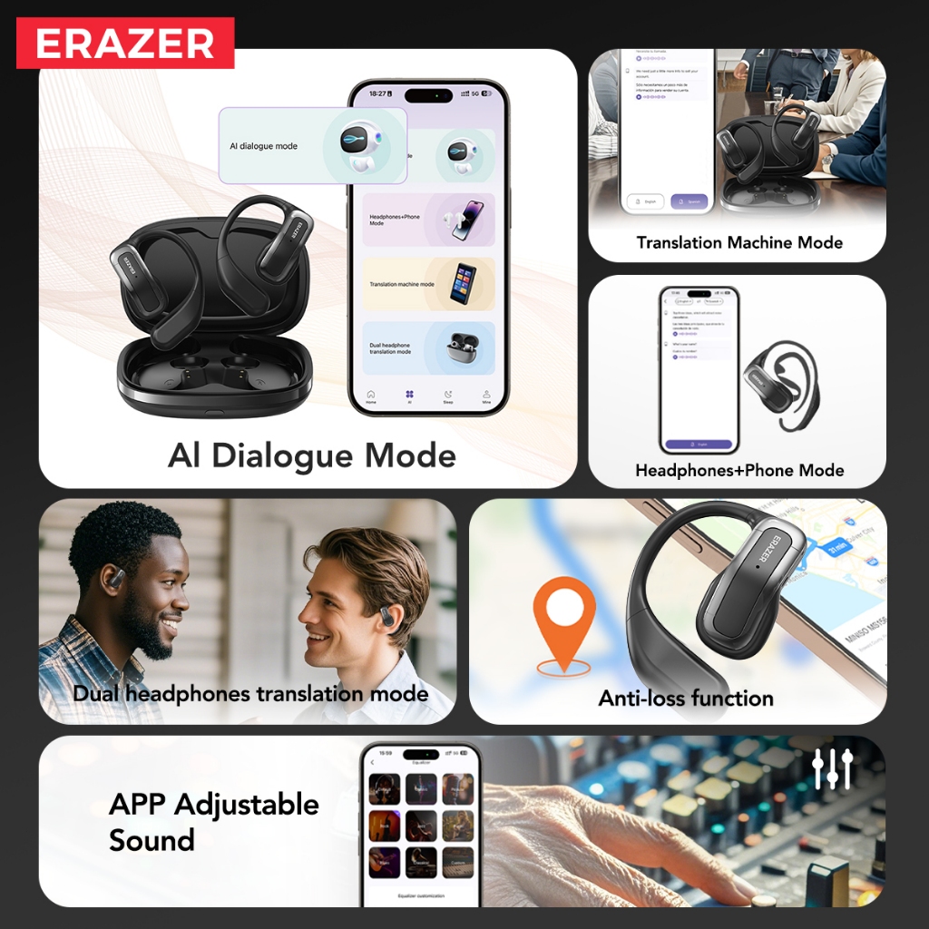 Tai nghe dịch thuật Lenovo ERAZER XP3 AI Tai nghe không dây LED Bluetooth 5.4 AI Tai nghe dịch thời gian thực IPX7 Tai nghe nhét tai chống nước Chất lượng âm thanh HIFI | BigBuy360 - bigbuy360.vn