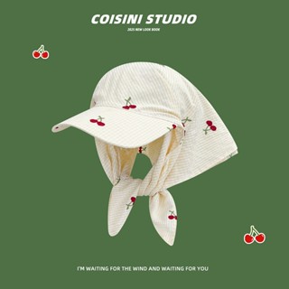 Phiên Bản Hàn Quốc Phong Cách Mới Anh Đào Thêu Vịt Lưỡi Khăn Trùm Đầu Mũ Bé Gái Xuân Hè Mỏng Phong Cách Cong Vành Mặt Nhỏ Tấm Che Nắng Mũ Chống Nắng