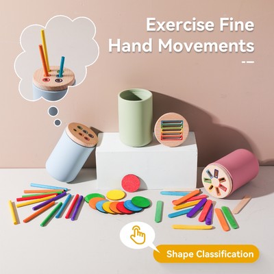 Phân Loại Màu Sắc Ống Đồ Chơi Hình Dạng Nhận Thức Phù Hợp Với Cảm Giác Huấn Luyện Gậy Gỗ Máy Trợ Giảng Xếp Hình Đồ Chơi Silicon