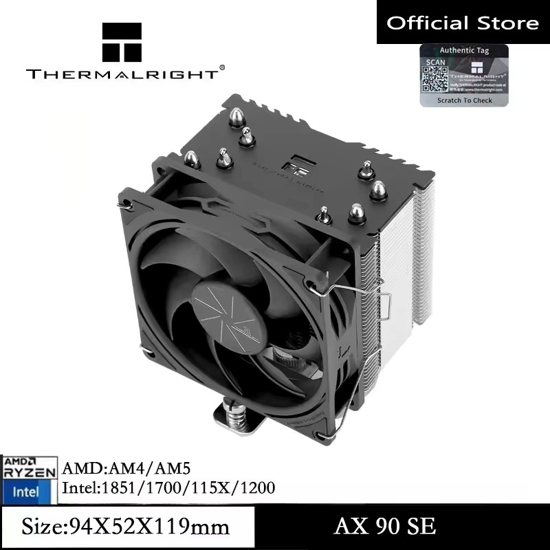 Thermalright AX90-SE CPU Air Cooler 4 Ống nhiệt Khung gầm tản nhiệt PC cho AMD AM4 / AM5 Intel 1700 