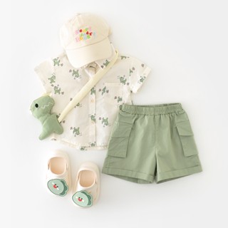  Pinpoo Sơ Sinh Bé Gái Dễ Thương Áo Liền Quần Trẻ Em Hoạt Hình Ba Lô Khủng Long Bộ Tay Ngắn Trẻ Sơ Sinh Bé Trai Jumpsuit Cotton Quần Áo Trẻ Em 0-24M 