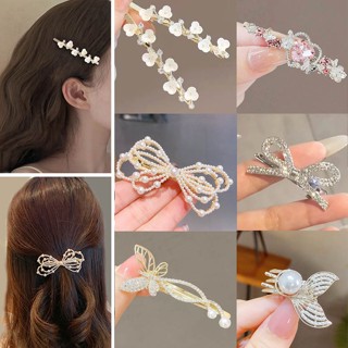 Nhật Bản Hàn Quốc Ngọt Ngào Tính Khí Thời Trang Kim Cương Giả Hoa Ngọc Trai Tinh Tế Nơ Bên Kẹp Tóc Phụ Kiện Tóc 