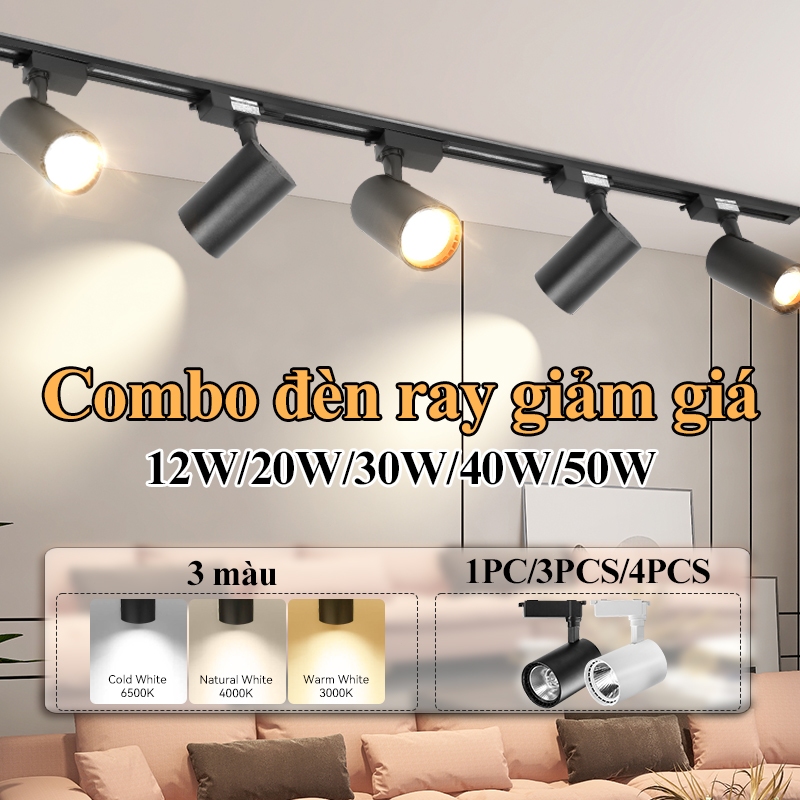 CHUANGYANG Đèn rọi ray đèn ray treo trần 12W 20W 30W 40W  50W 220V COB đèn ray đèn track light Vỏ nh