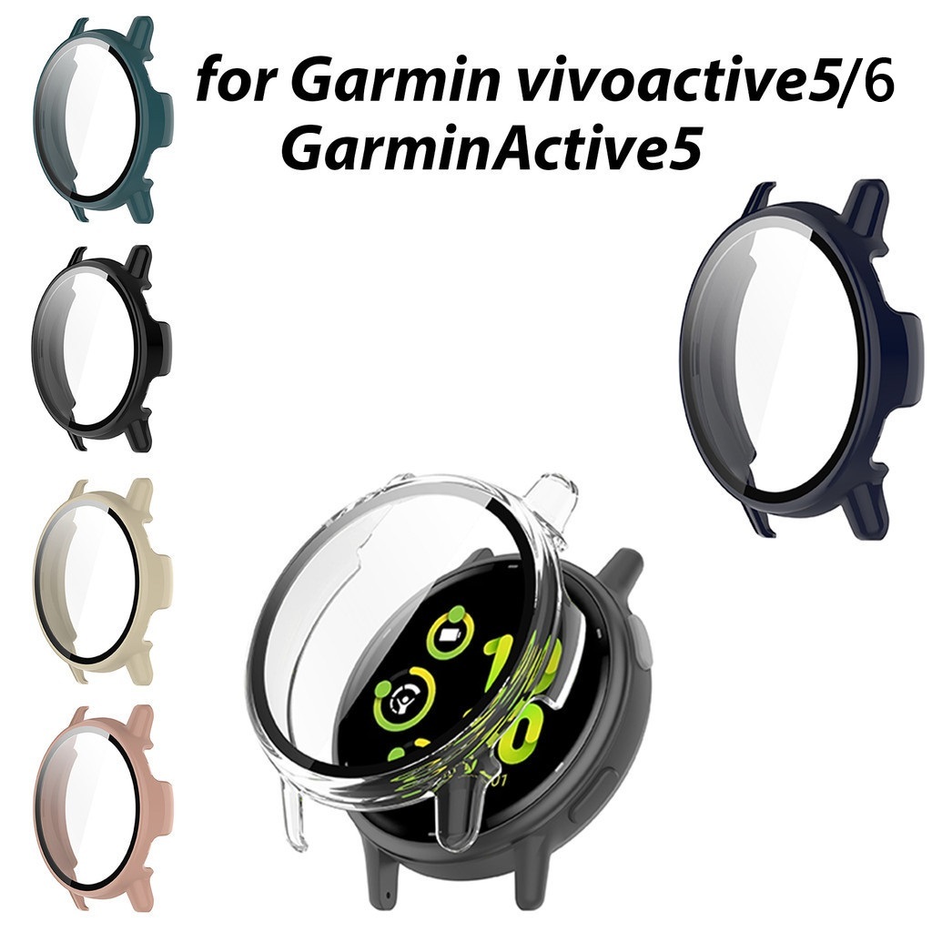 Kính Cường Lực + Ốp Lưng Cho Garmin Vivoactive 5 6 Active 5 Bảo Vệ Màn Hình Toàn Diện PC Cứng Ốp Lưng Đồng Hồ Thông Minh Chống Trầy Xước