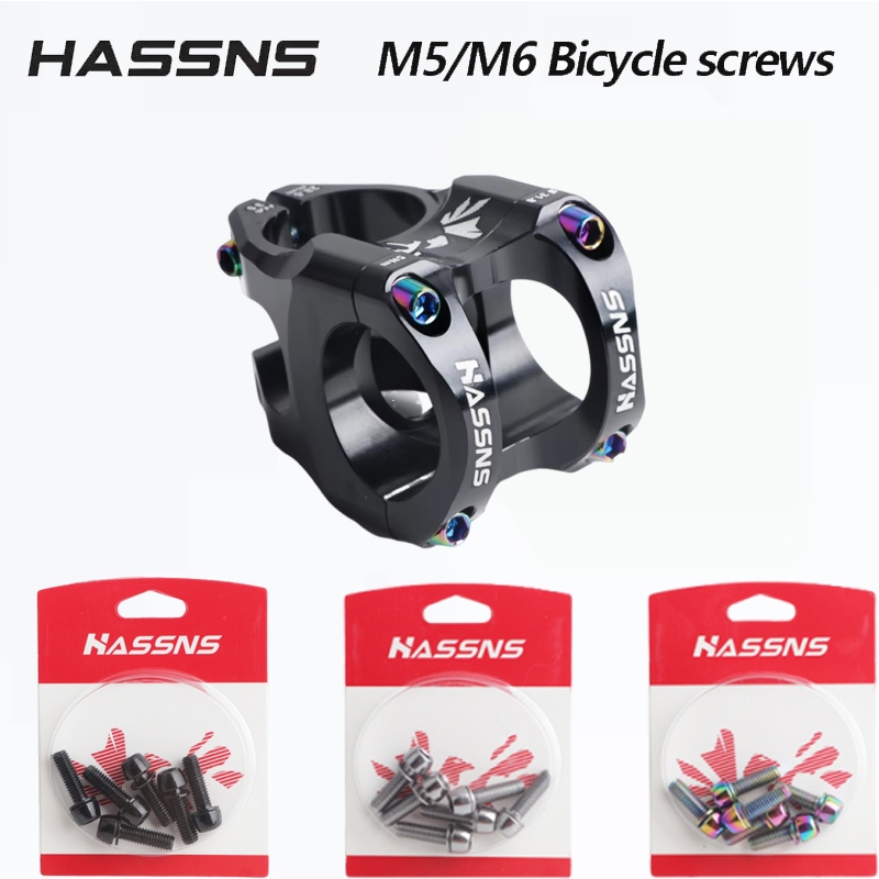 HASSNS Bộ 6 Bu lông Thân Vít Cho Bàn Tay Xe Đạp leo núi, Kích thước M5 x 18/20mm và M6 x 18/20mm