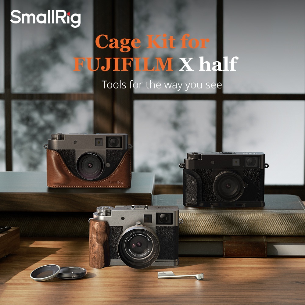 SmallRig cho FUJIFILM X half, Bộ vỏ da máy ảnh, Tấm gắn hình chữ L có tay cầm silicon, Tấm gắn hình 