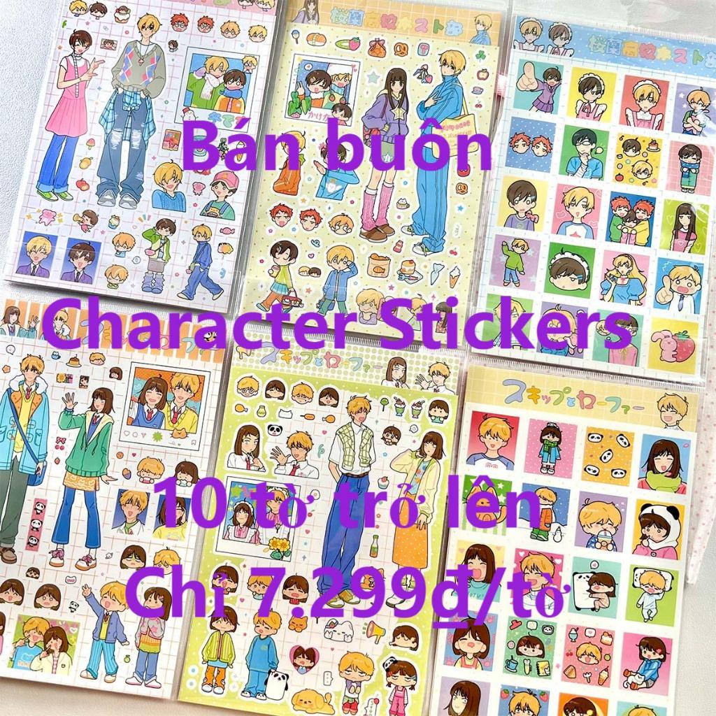 [Bán buôn] Nhãn dán nhân vật | Từ 10 tờ | Sổ tay Chất liệu ghép tự làm Character Stickers