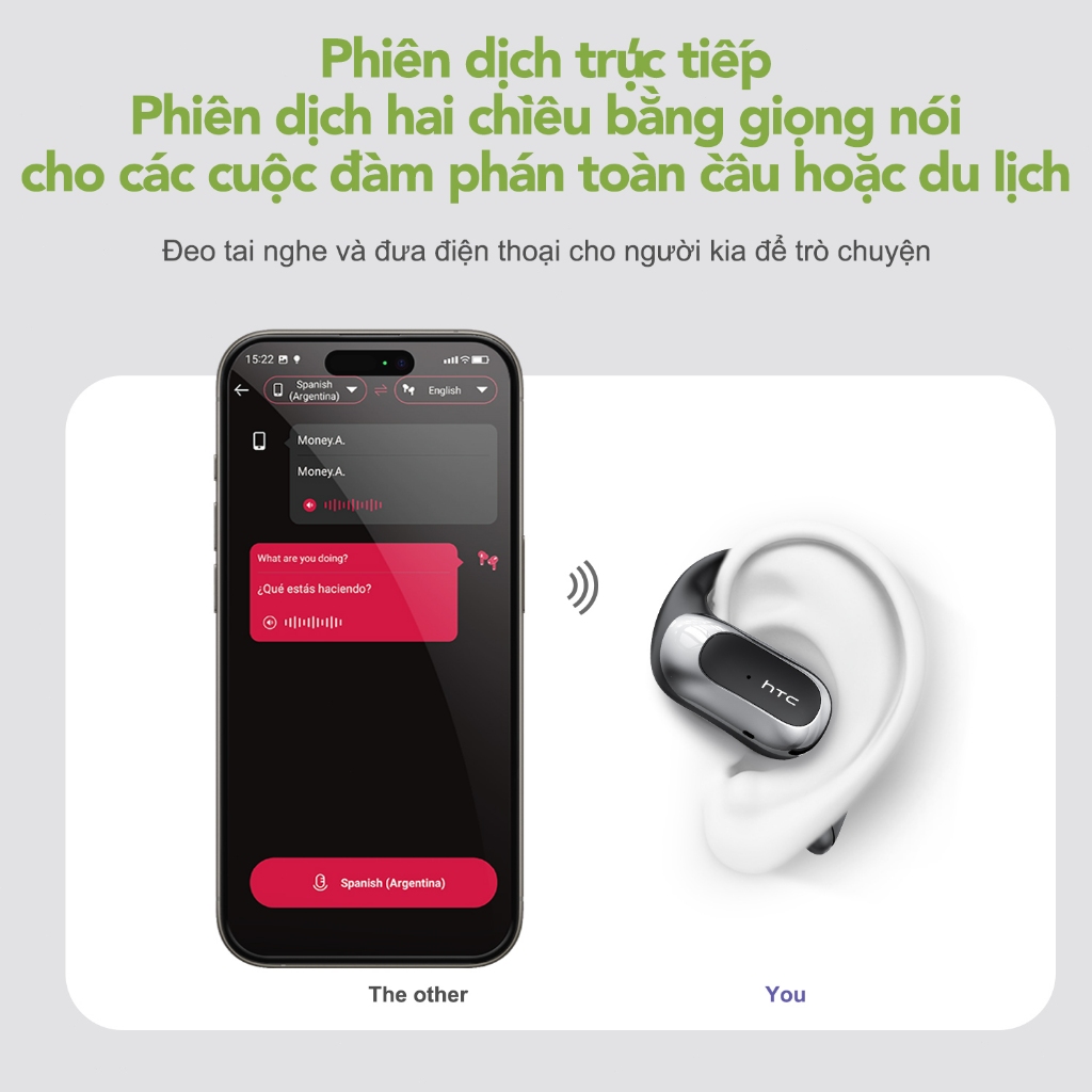 HTC NE21 Tai Nghe Phiên Dịch tai nghe bluetooth 6.0  Tai nghe không dây chất lượng HIFI tuyệt vời với micrô Màn hình kỹ thuật số LED | BigBuy360 - bigbuy360.vn