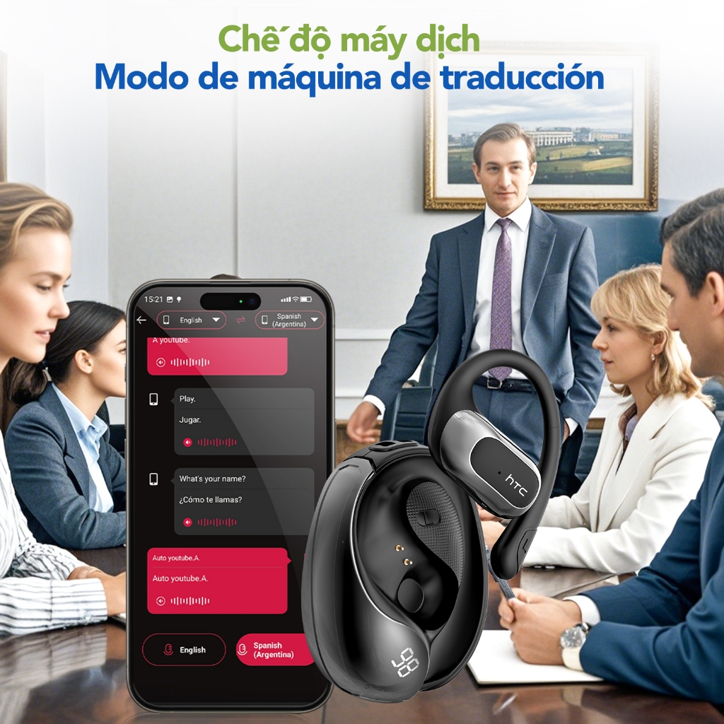HTC NE21 Tai Nghe Phiên Dịch tai nghe bluetooth 6.0  Tai nghe không dây chất lượng HIFI tuyệt vời với micrô Màn hình kỹ thuật số LED | BigBuy360 - bigbuy360.vn