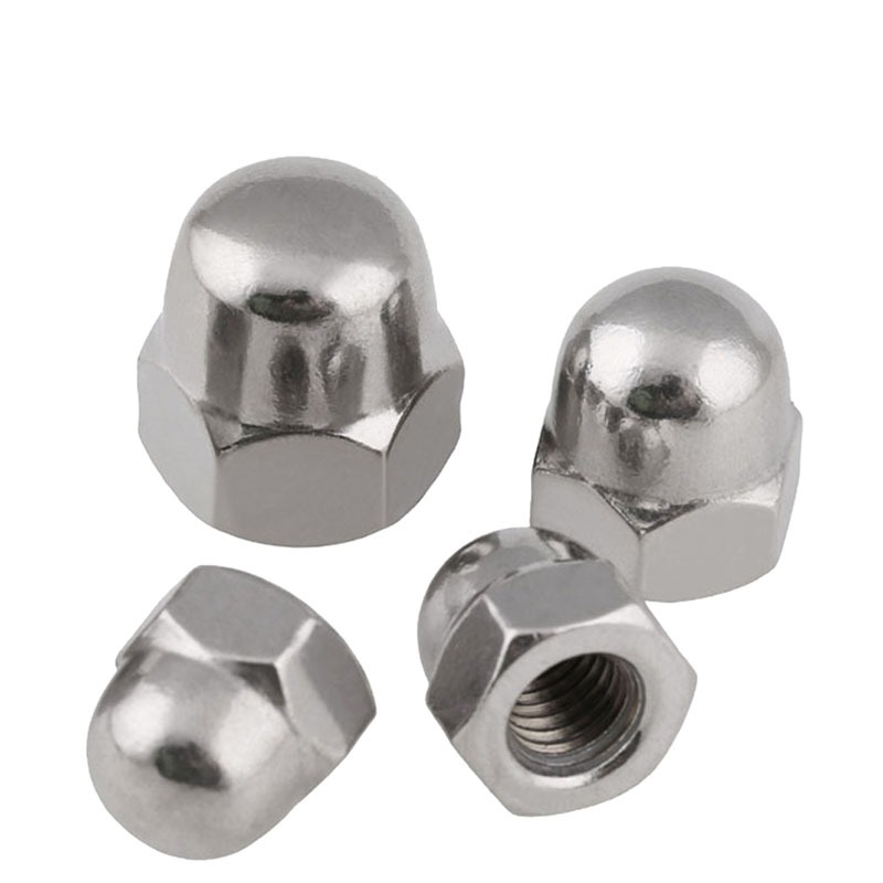 Thép không gỉ 304 Hex Fine Pitch Thread Acorn Cap Nut Hình lục giác Vỏ trang trí hình bán nguyệt Dom
