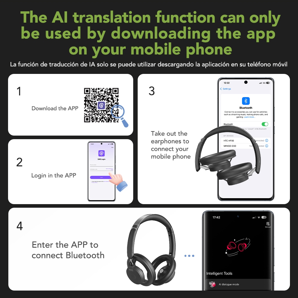 HTC HP06 Tai nghe  Al Tai nghe Bluetooth không dây Giảm tiếng ồn âm thanh nổi không dây Chống nước có mic Thích hợp cho Android IOS PC | BigBuy360 - bigbuy360.vn